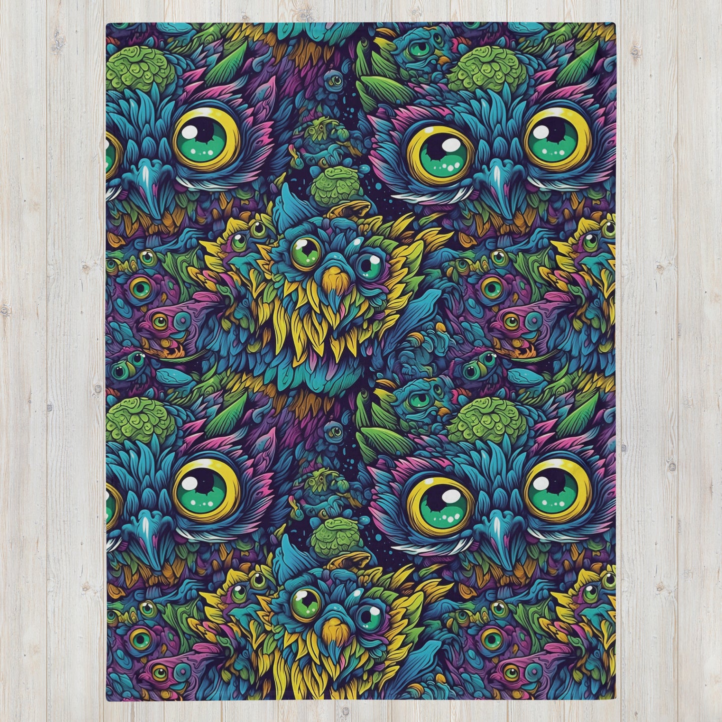 Trippy Owl Throw Blanket