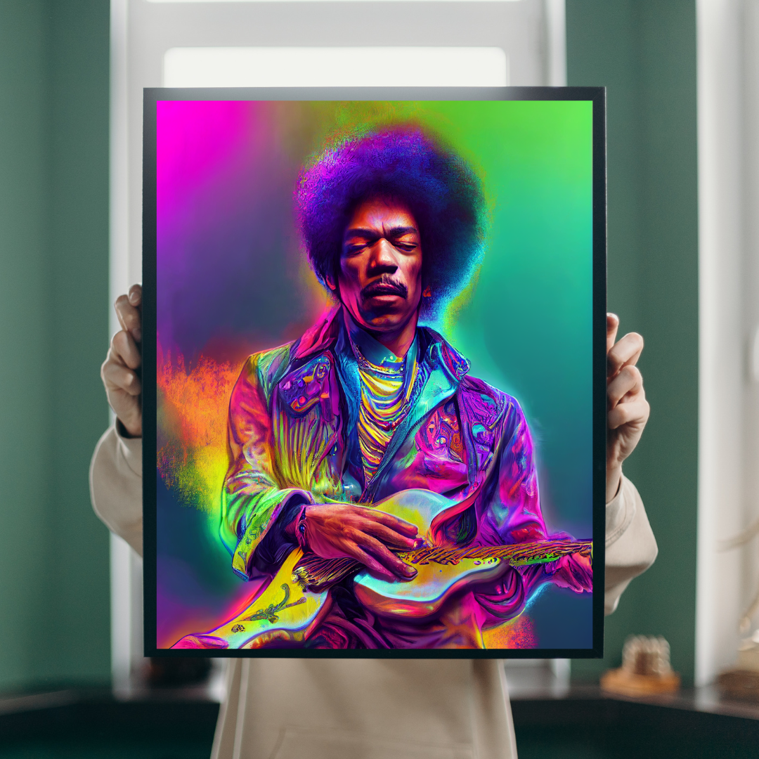 Jimi Hendrix neon 1.0 Metal print