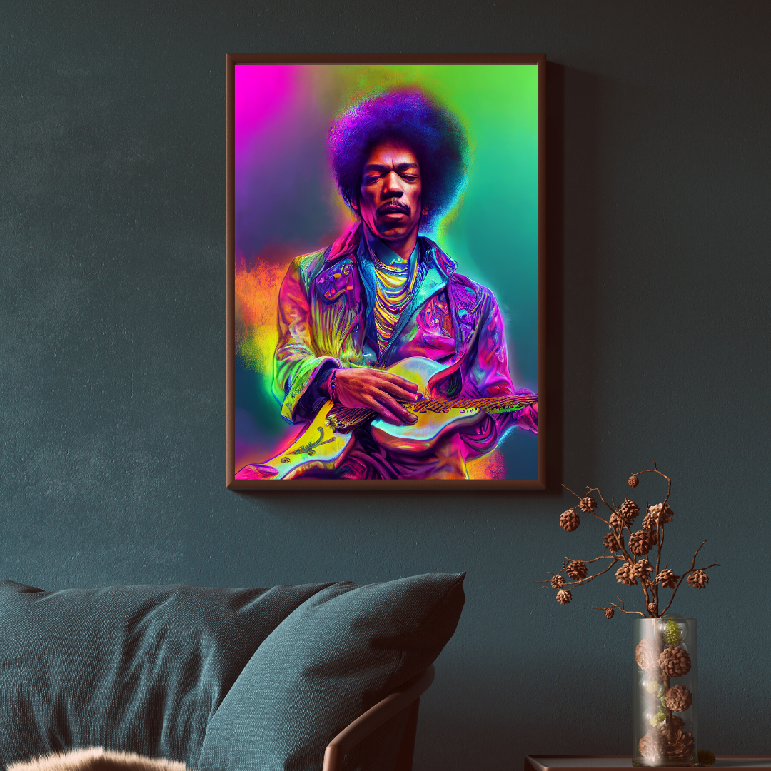 Jimi Hendrix neon 1.0 Metal print