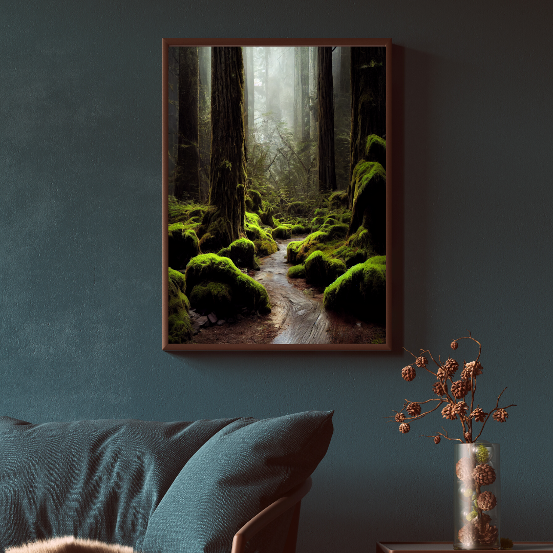 Mossy Redwood Forest 1.0 Metal Print Wall Art
