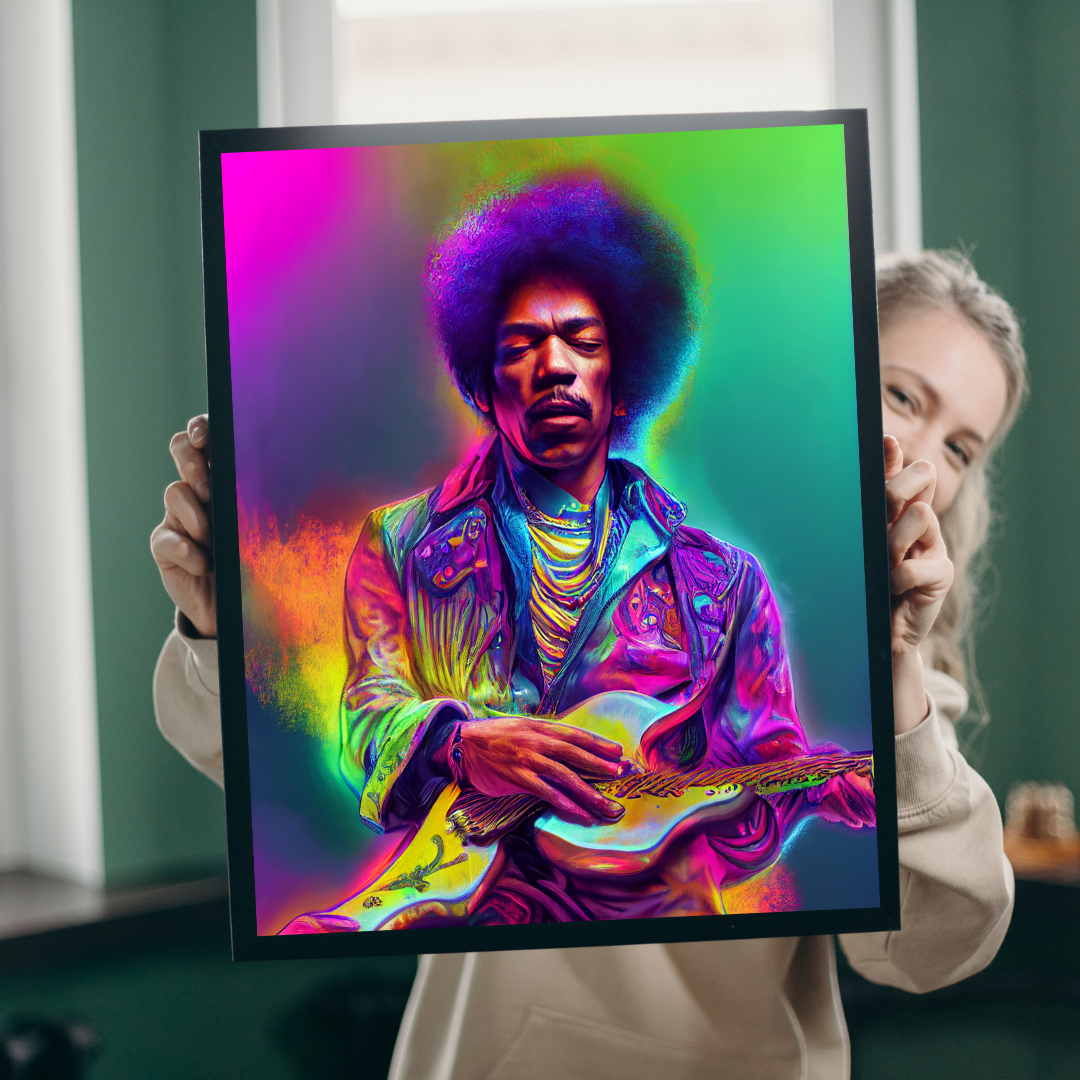 Jimi Hendrix neon 1.0 Metal print