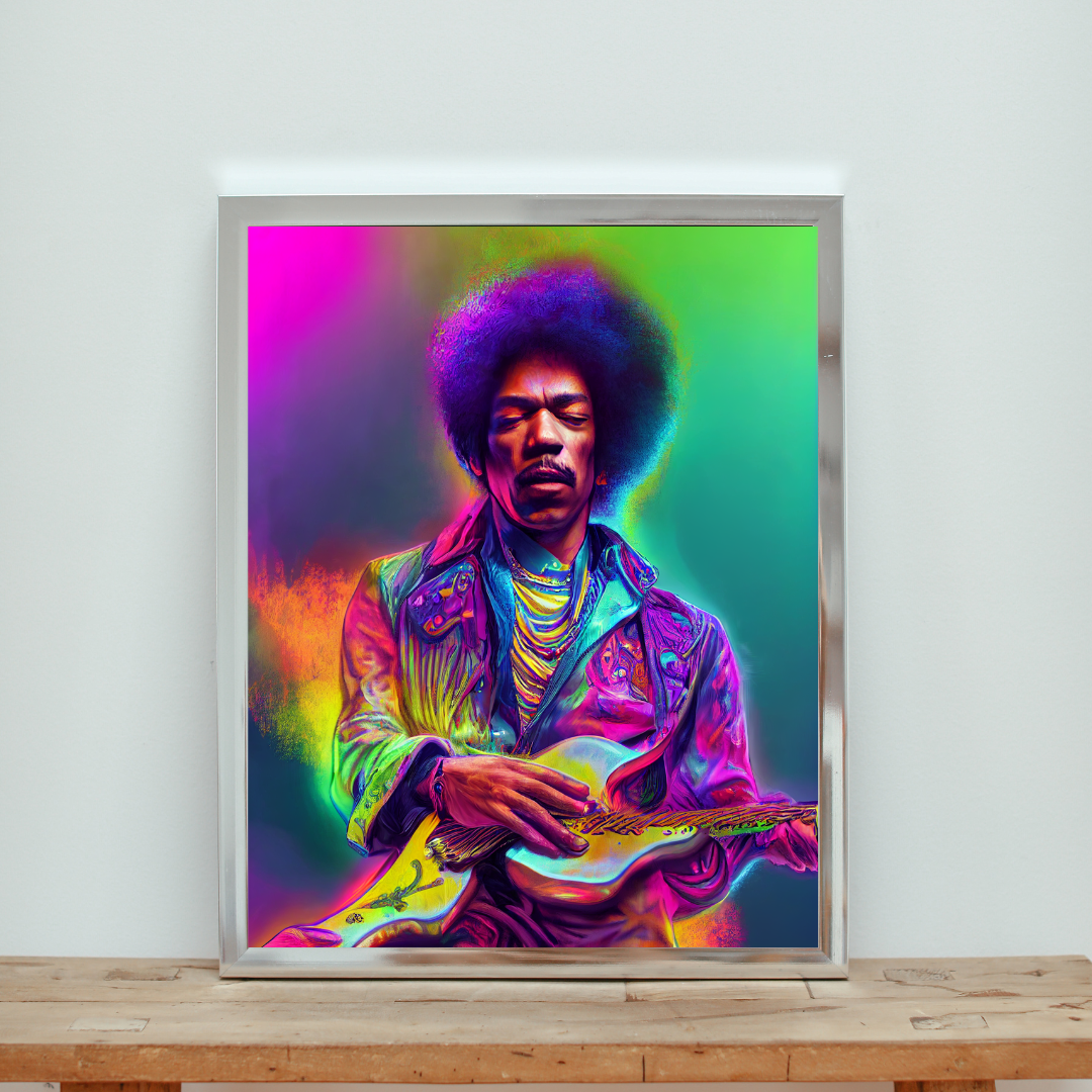 Jimi Hendrix neon 1.0 Metal print
