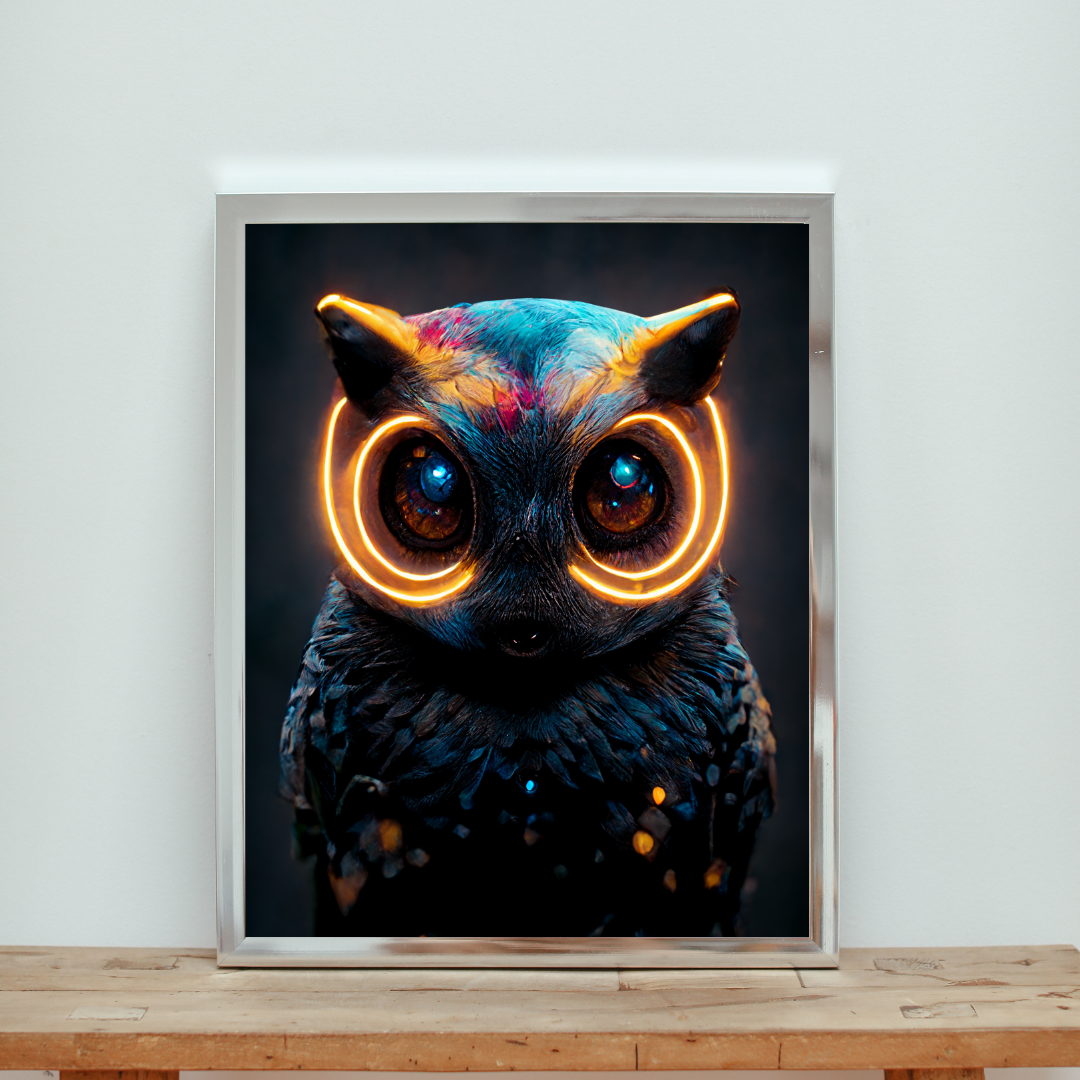 Electro owl 1.0 Metal Print Wall Art