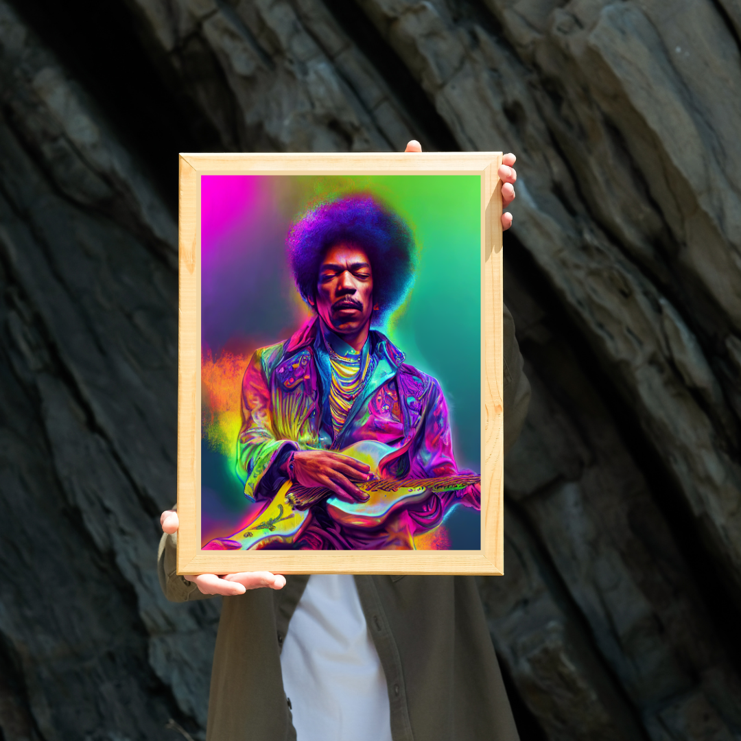 Jimi Hendrix neon 1.0 Metal print