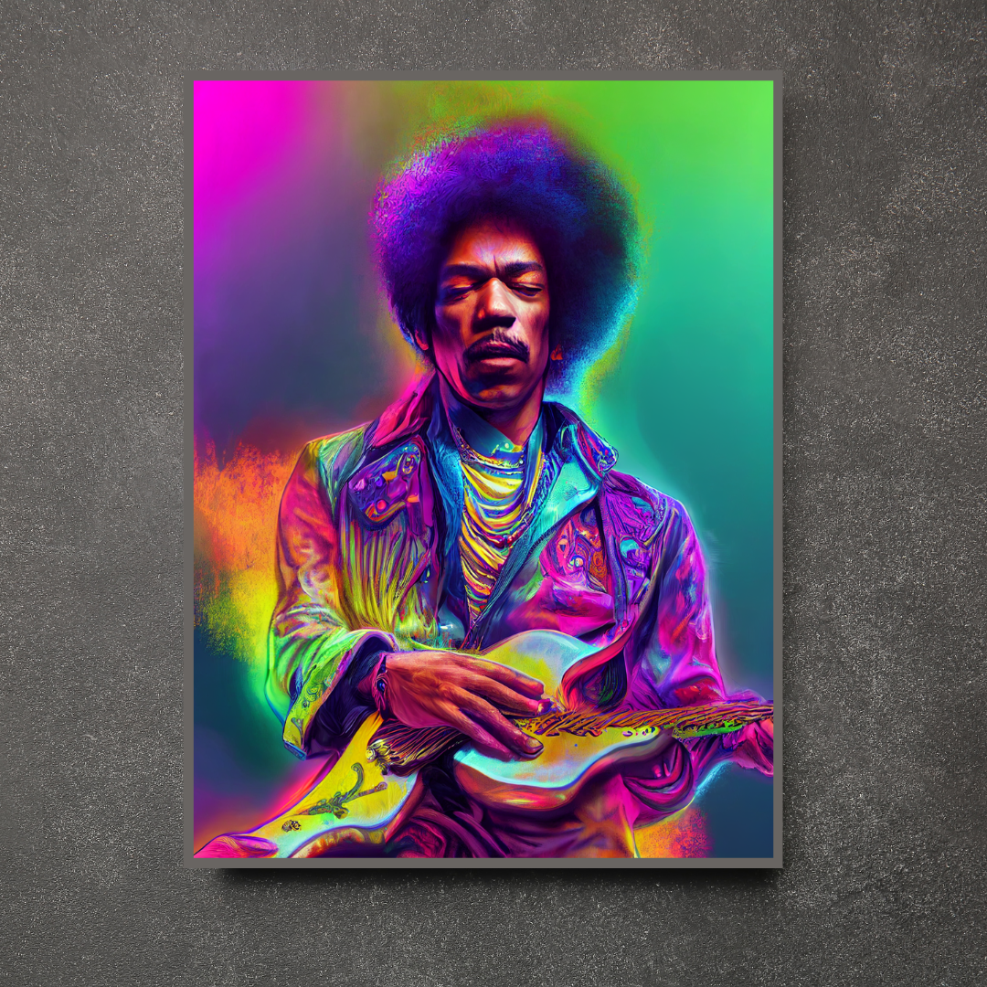 Jimi Hendrix neon 1.0 Metal print