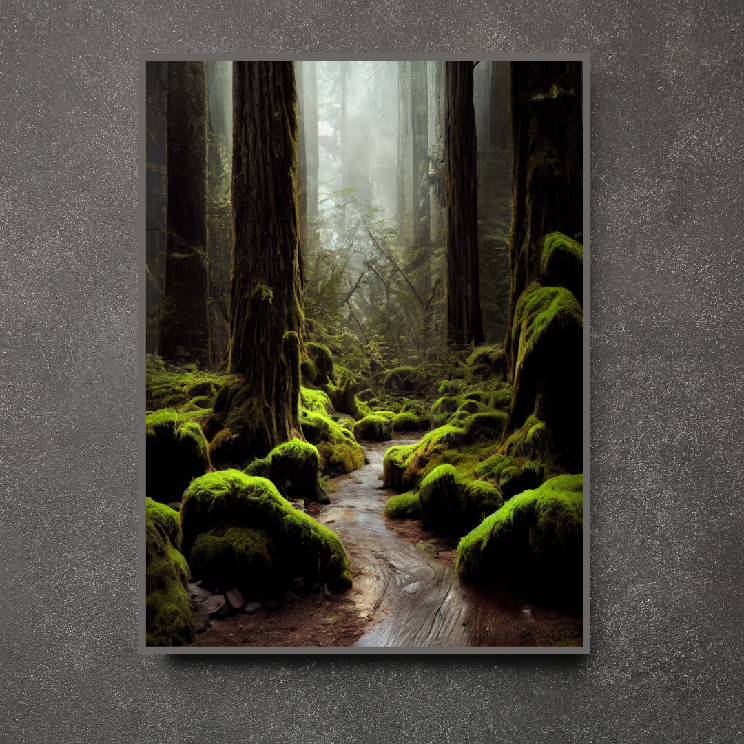 Mossy Redwood Forest 1.0 Metal Print Wall Art