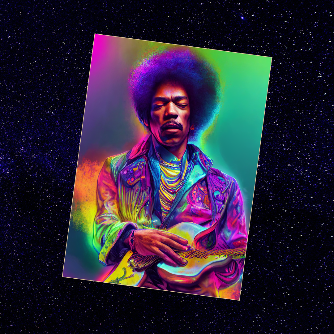 Jimi Hendrix neon 1.0 Metal print