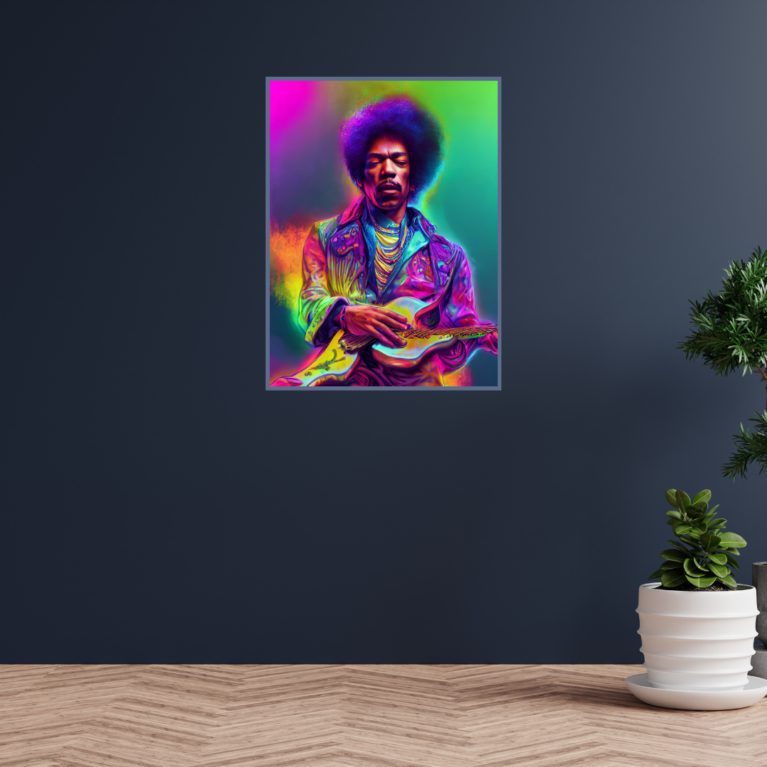 Jimi Hendrix neon 1.0 Metal print
