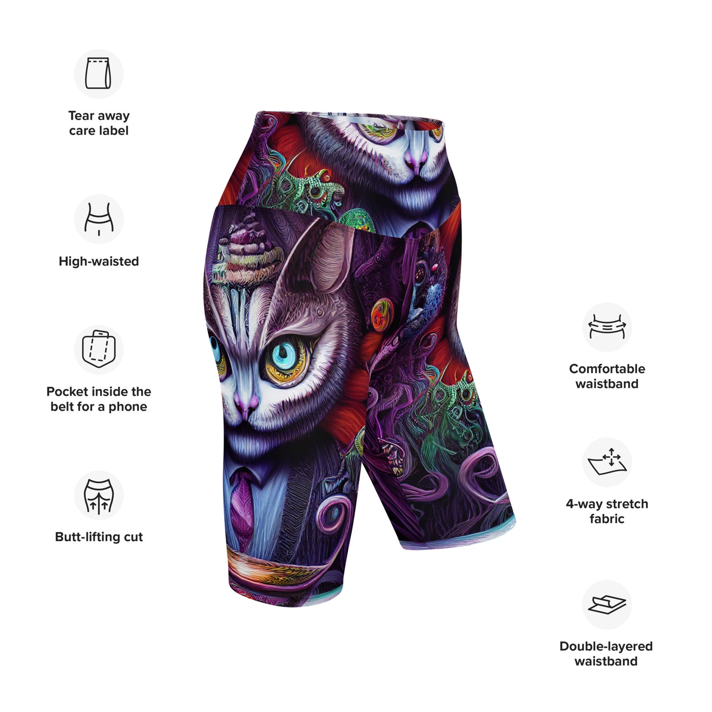 Cheshire Cat in Wonderland 1.0 Biker Shorts