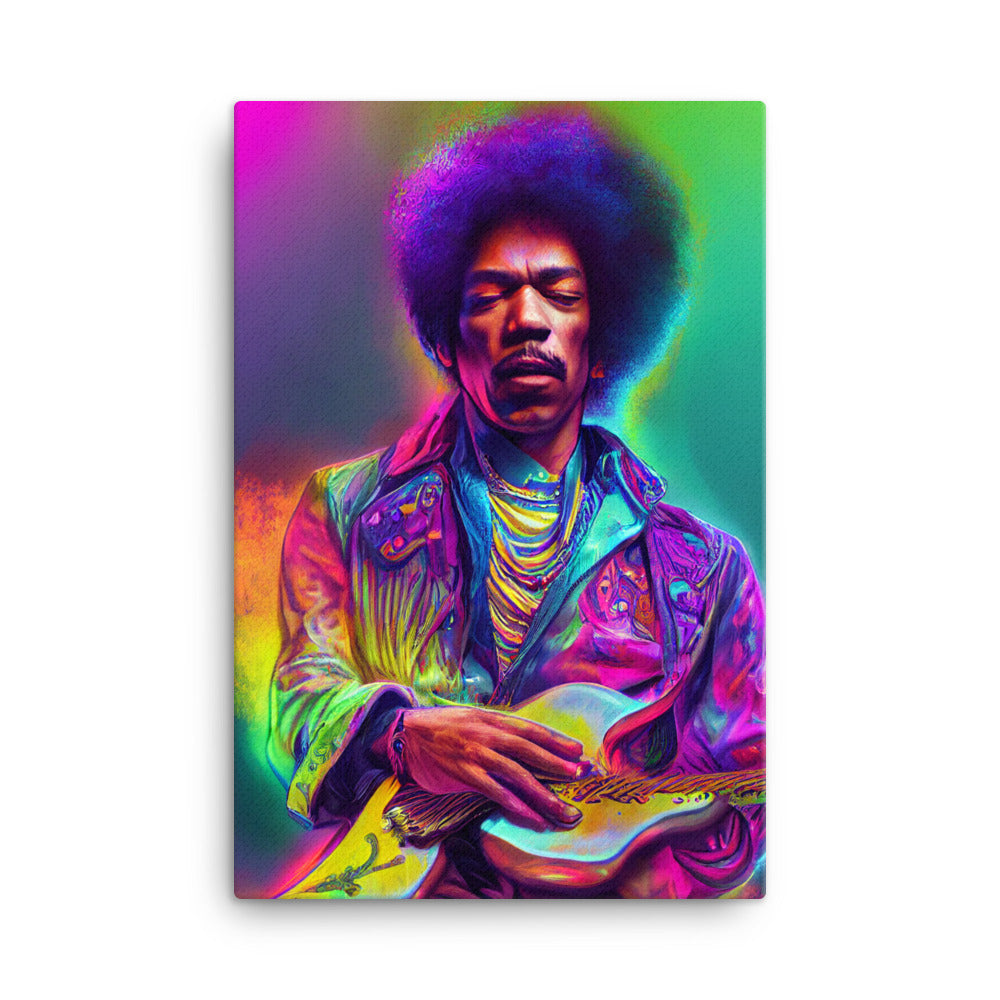 Jimi Hendrix Neon 1.0 Canvas Wall Art