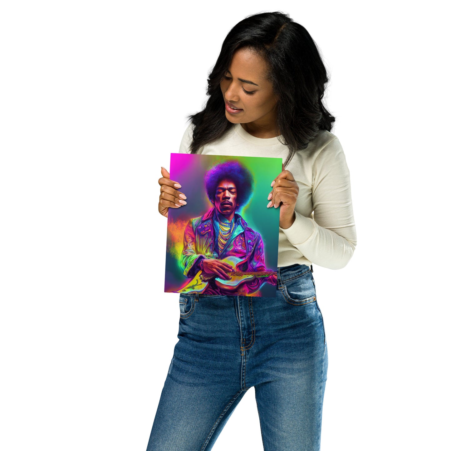 Jimi Hendrix neon 1.0 Metal print