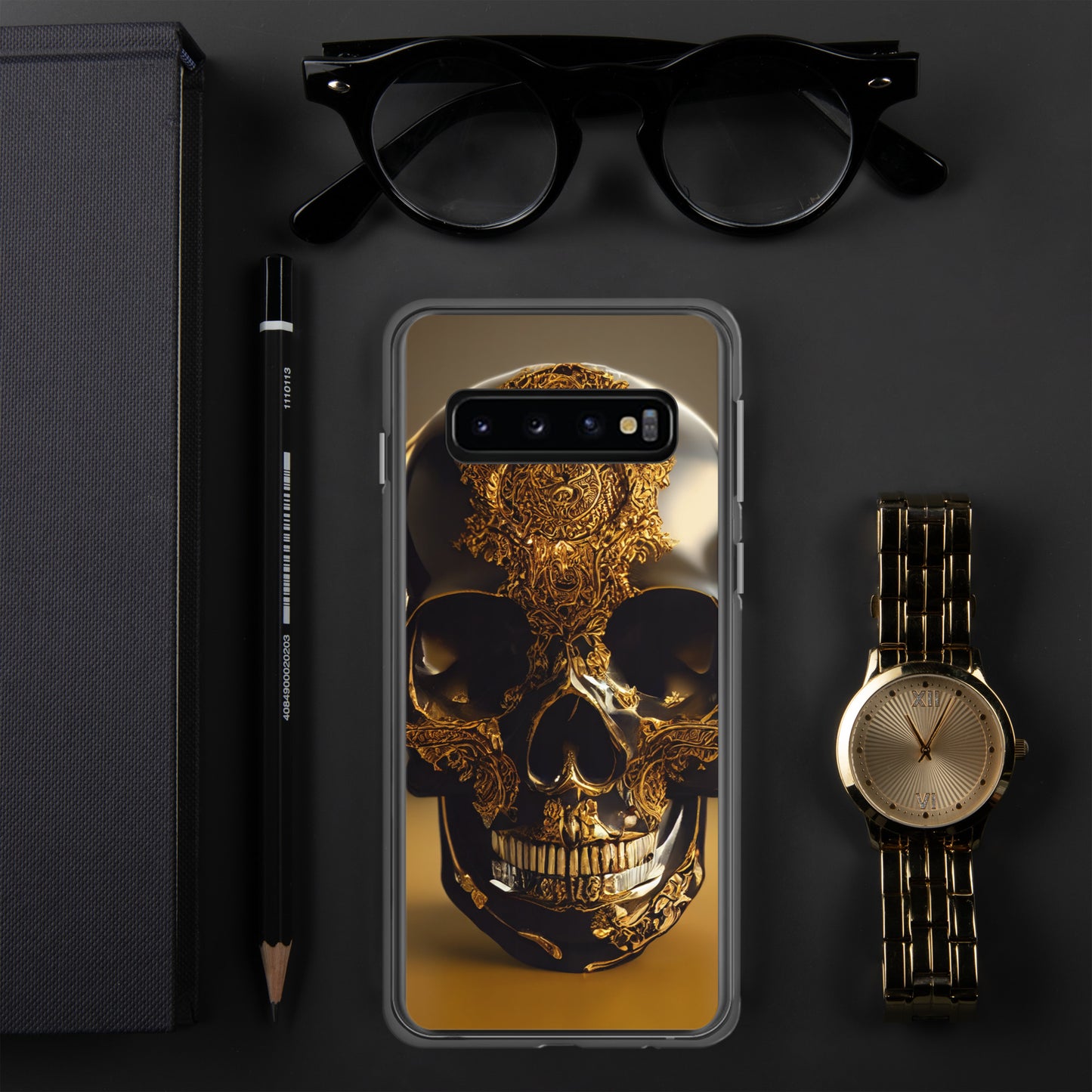 Obsidian Skull Gilded in Gold 1.0 Samsung Case