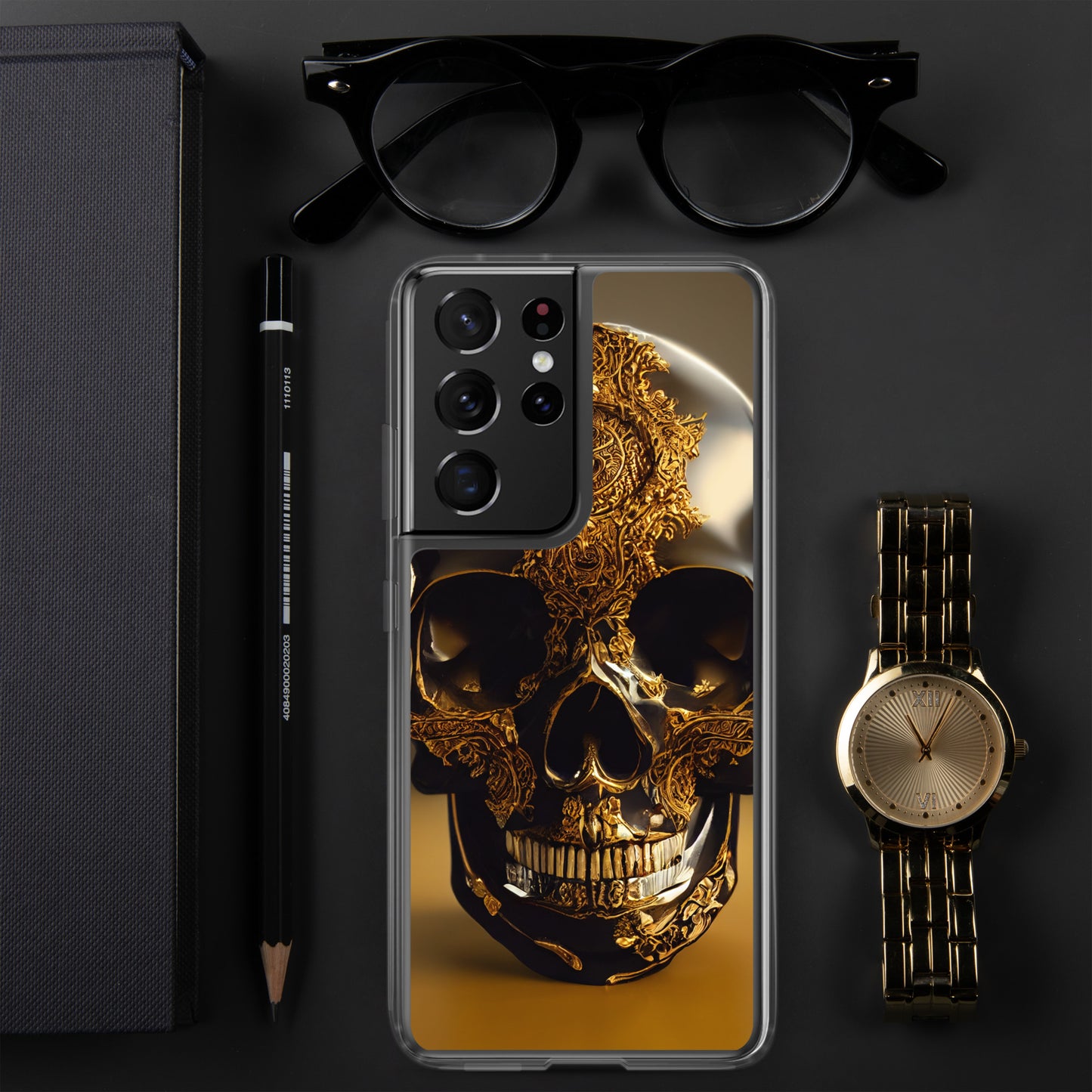 Obsidian Skull Gilded in Gold 1.0 Samsung Case