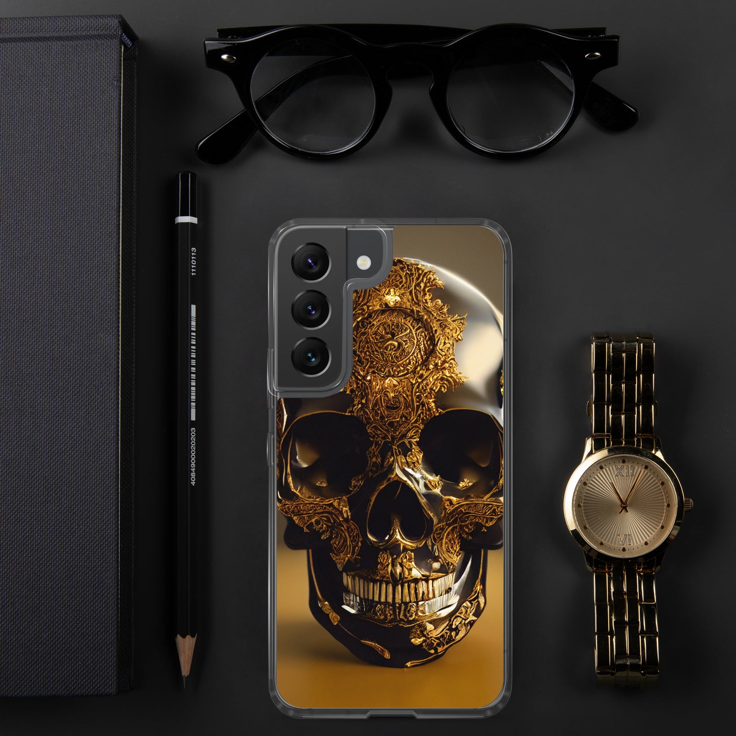 Obsidian Skull Gilded in Gold 1.0 Samsung Case