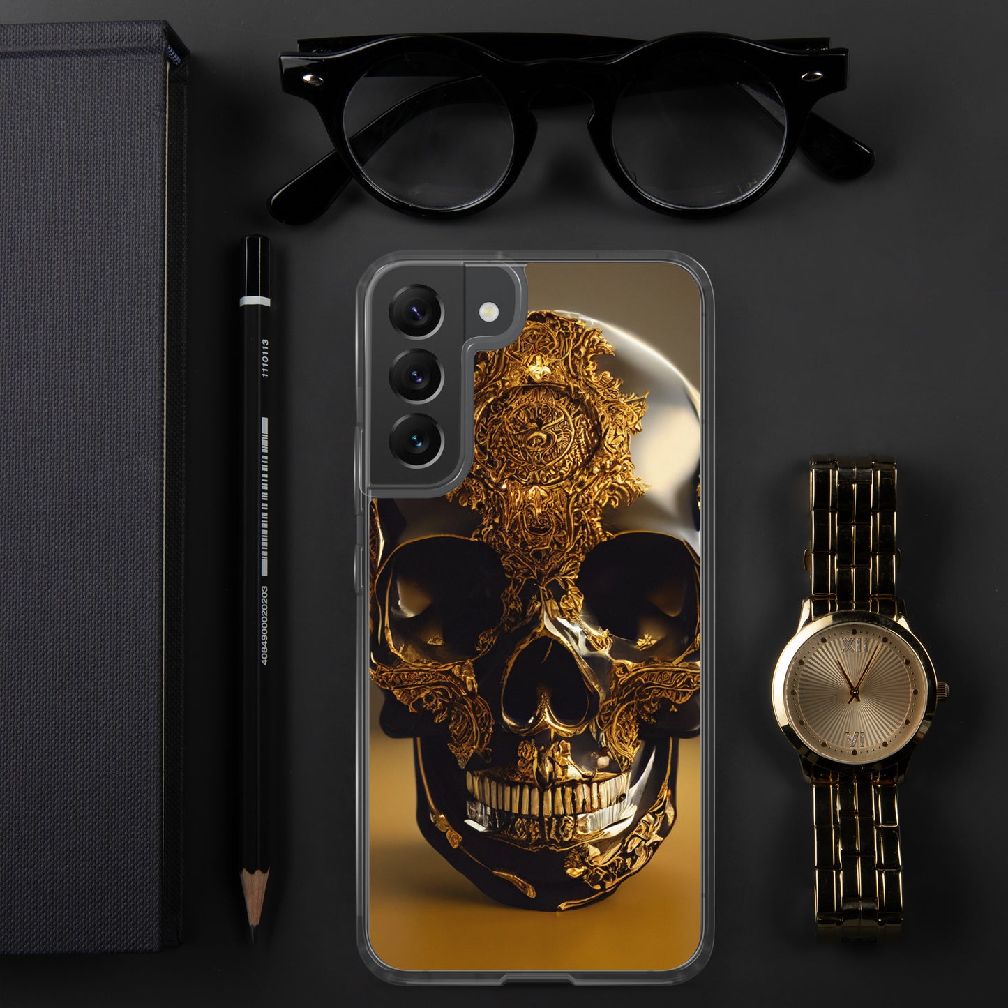 Obsidian Skull Gilded in Gold 1.0 Samsung Case