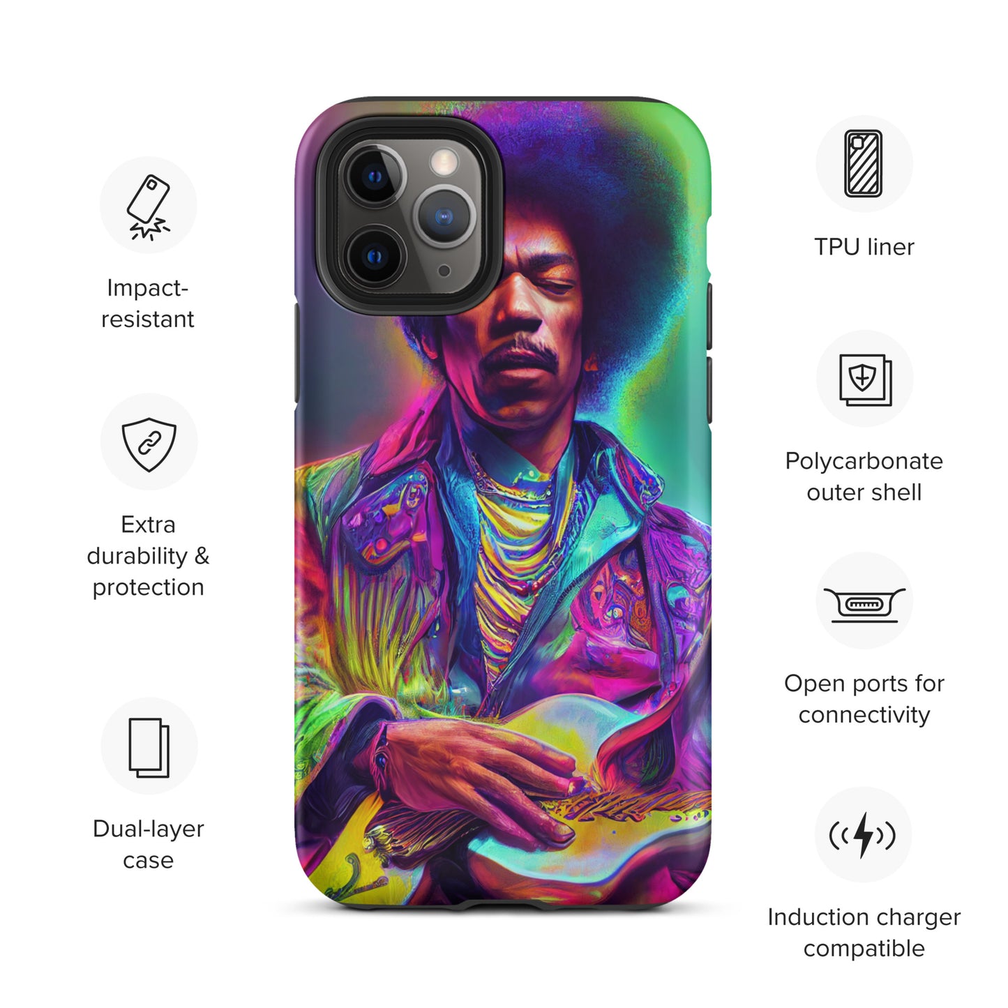 Jimi Hendrix Neon 1.0 Tough iPhone case