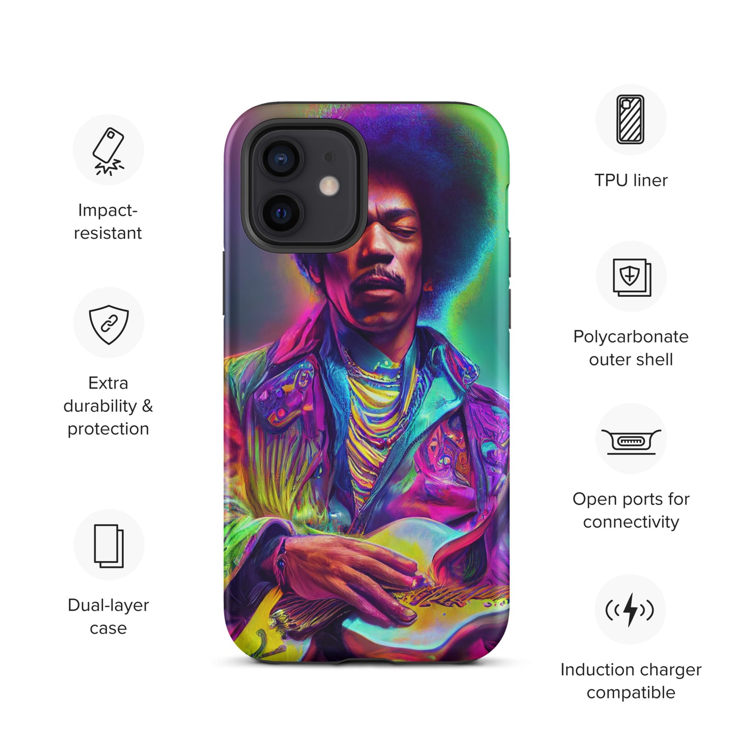 Jimi Hendrix Neon 1.0 Tough iPhone case