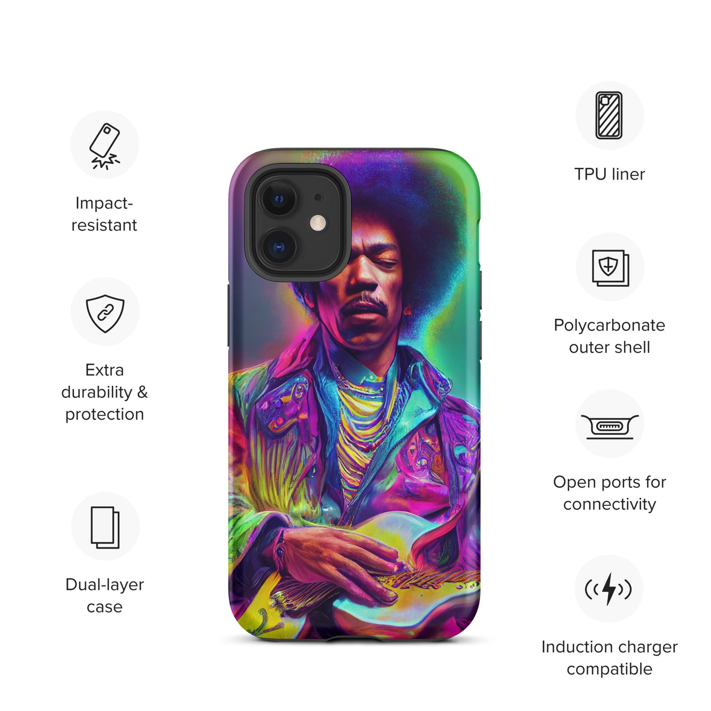Jimi Hendrix Neon 1.0 Tough iPhone case