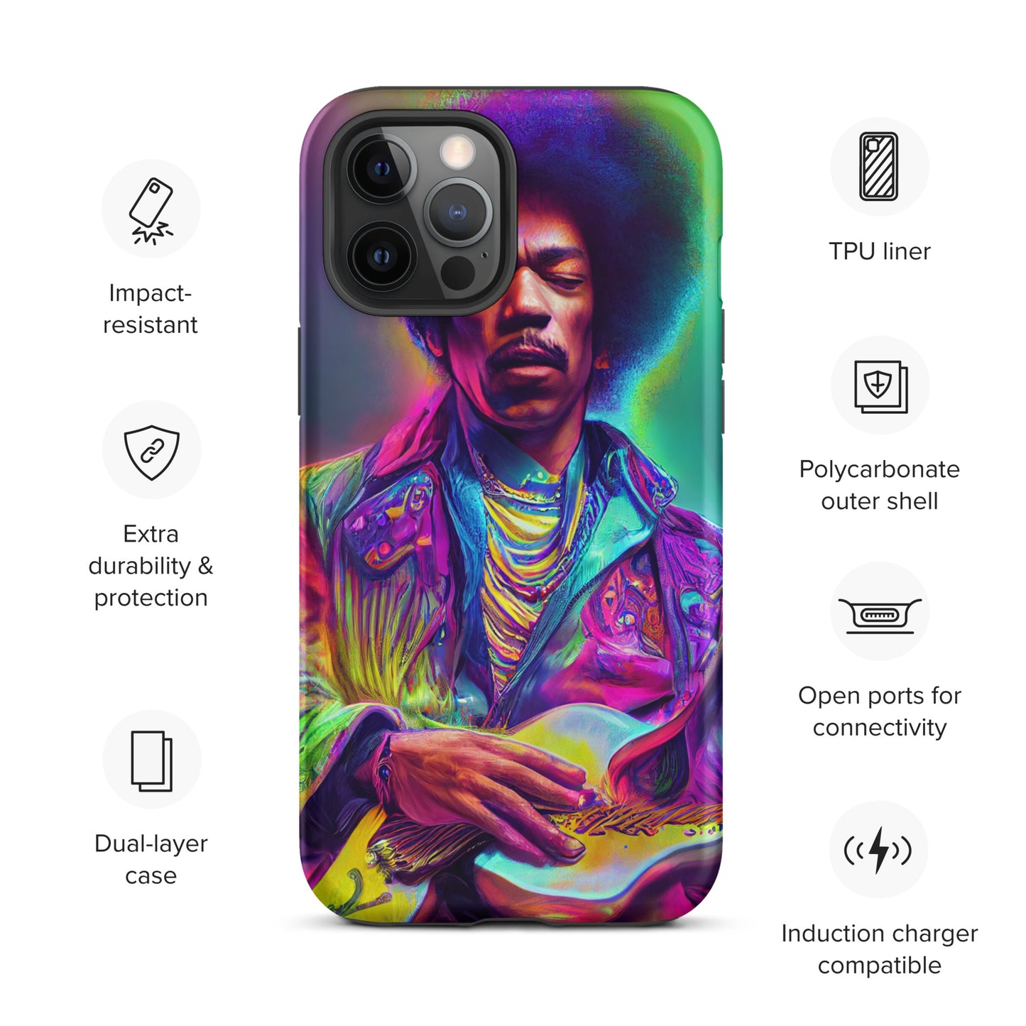 Jimi Hendrix Neon 1.0 Tough iPhone case