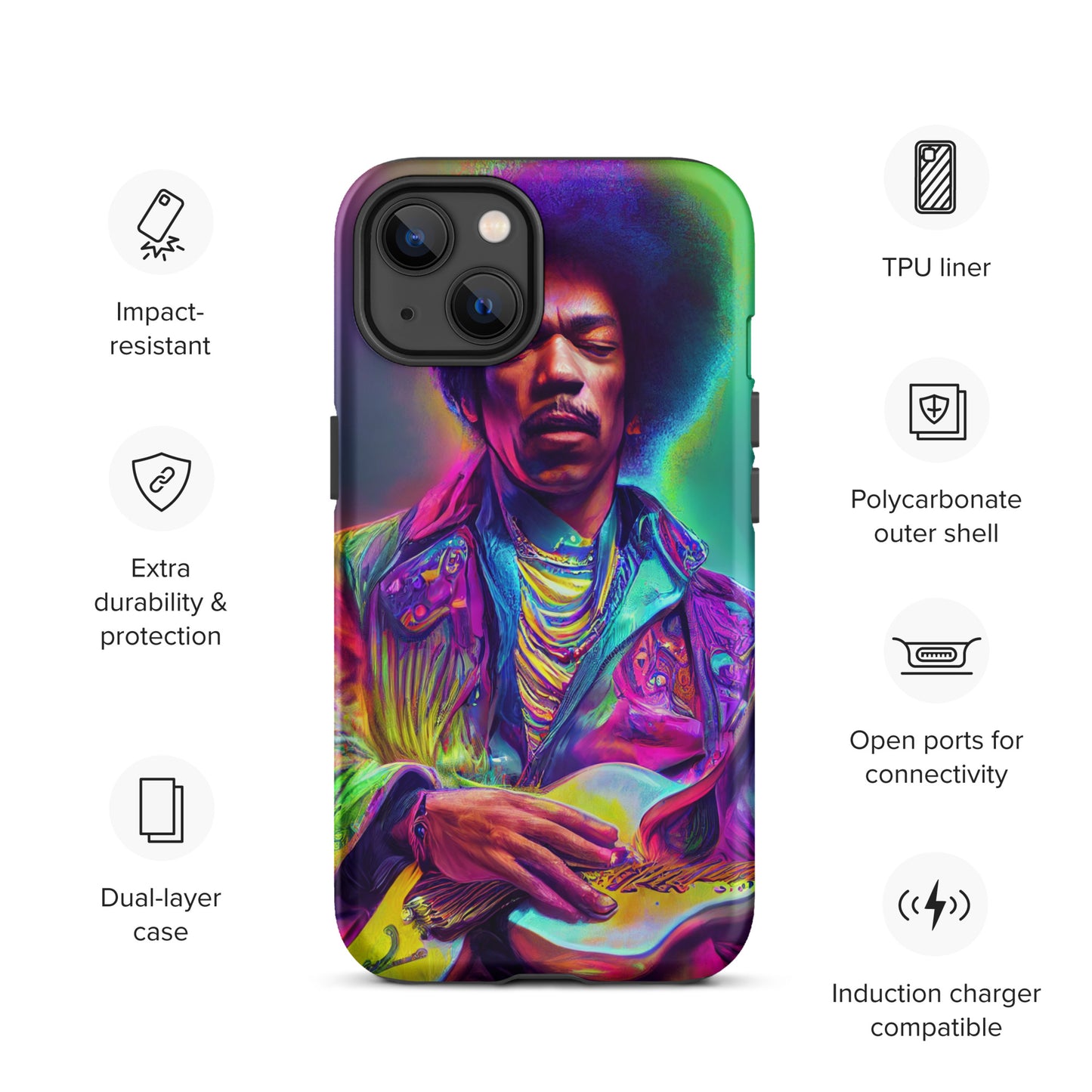 Jimi Hendrix Neon 1.0 Tough iPhone case