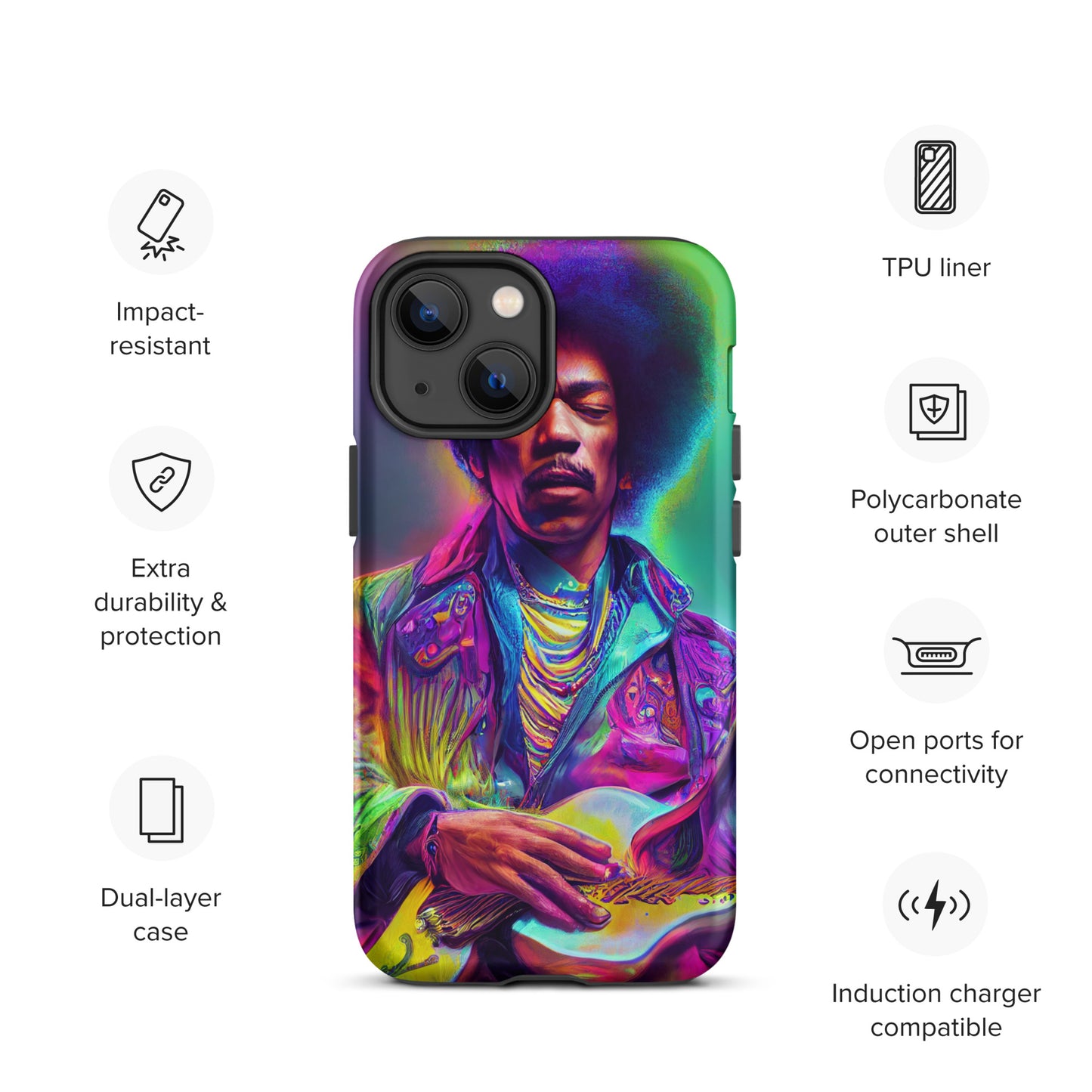 Jimi Hendrix Neon 1.0 Tough iPhone case