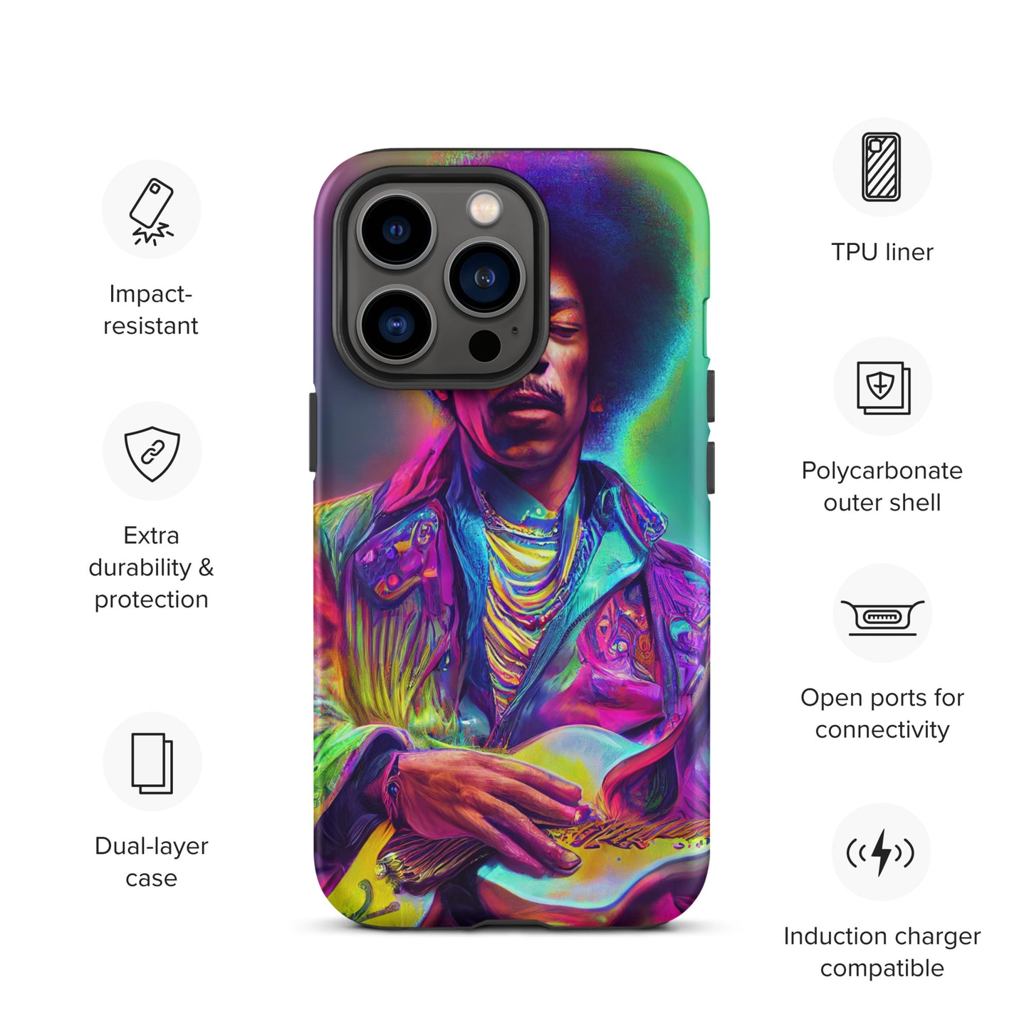 Jimi Hendrix Neon 1.0 Tough iPhone case