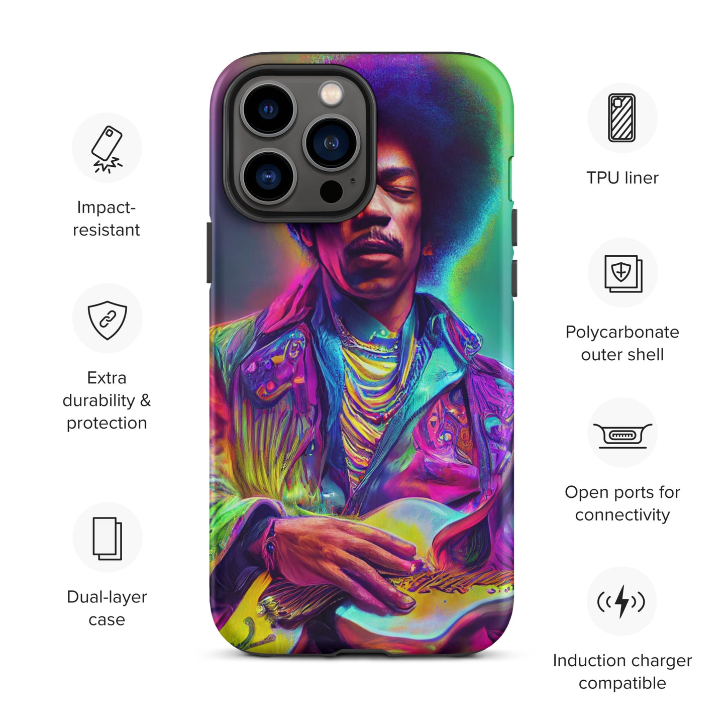 Jimi Hendrix Neon 1.0 Tough iPhone case