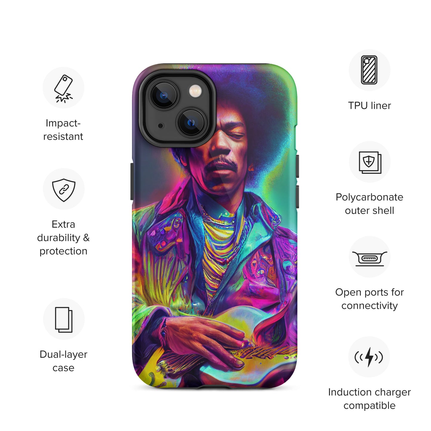 Jimi Hendrix Neon 1.0 Tough iPhone case