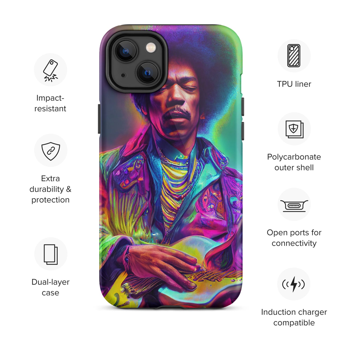 Jimi Hendrix Neon 1.0 Tough iPhone case