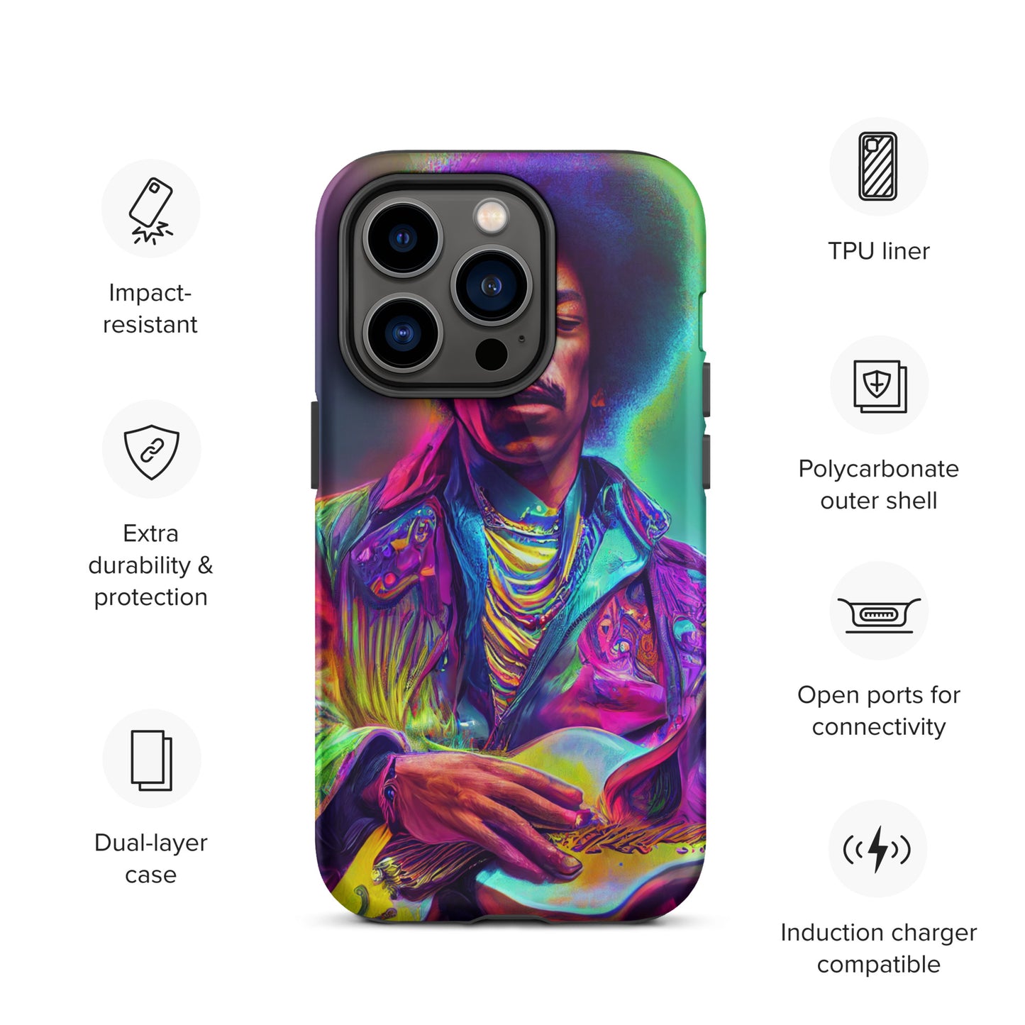 Jimi Hendrix Neon 1.0 Tough iPhone case
