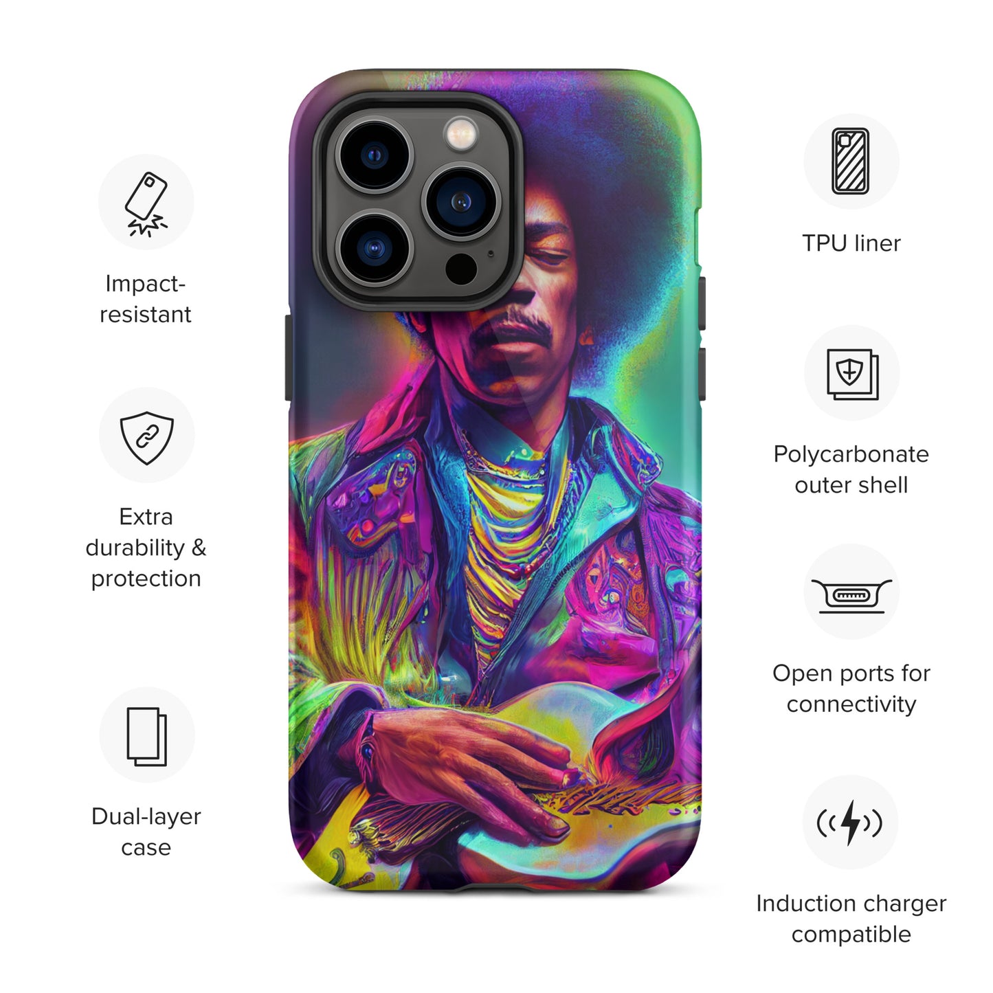 Jimi Hendrix Neon 1.0 Tough iPhone case