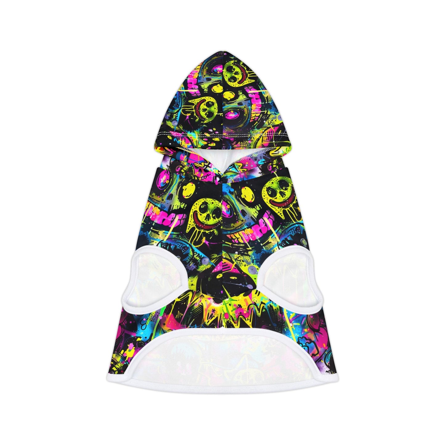 Neon Smiley Hoodie - Urban Graffiti EDM Pet Streetwear Apparel