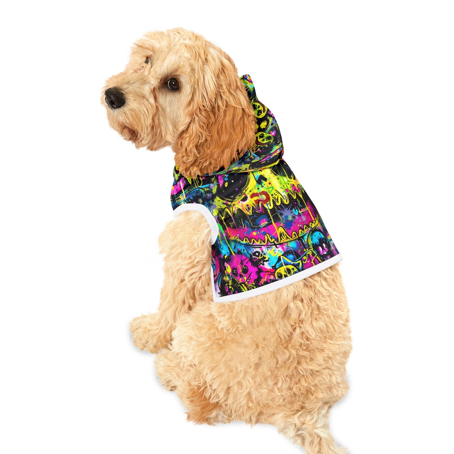Neon Smiley Hoodie - Urban Graffiti EDM Pet Streetwear Apparel