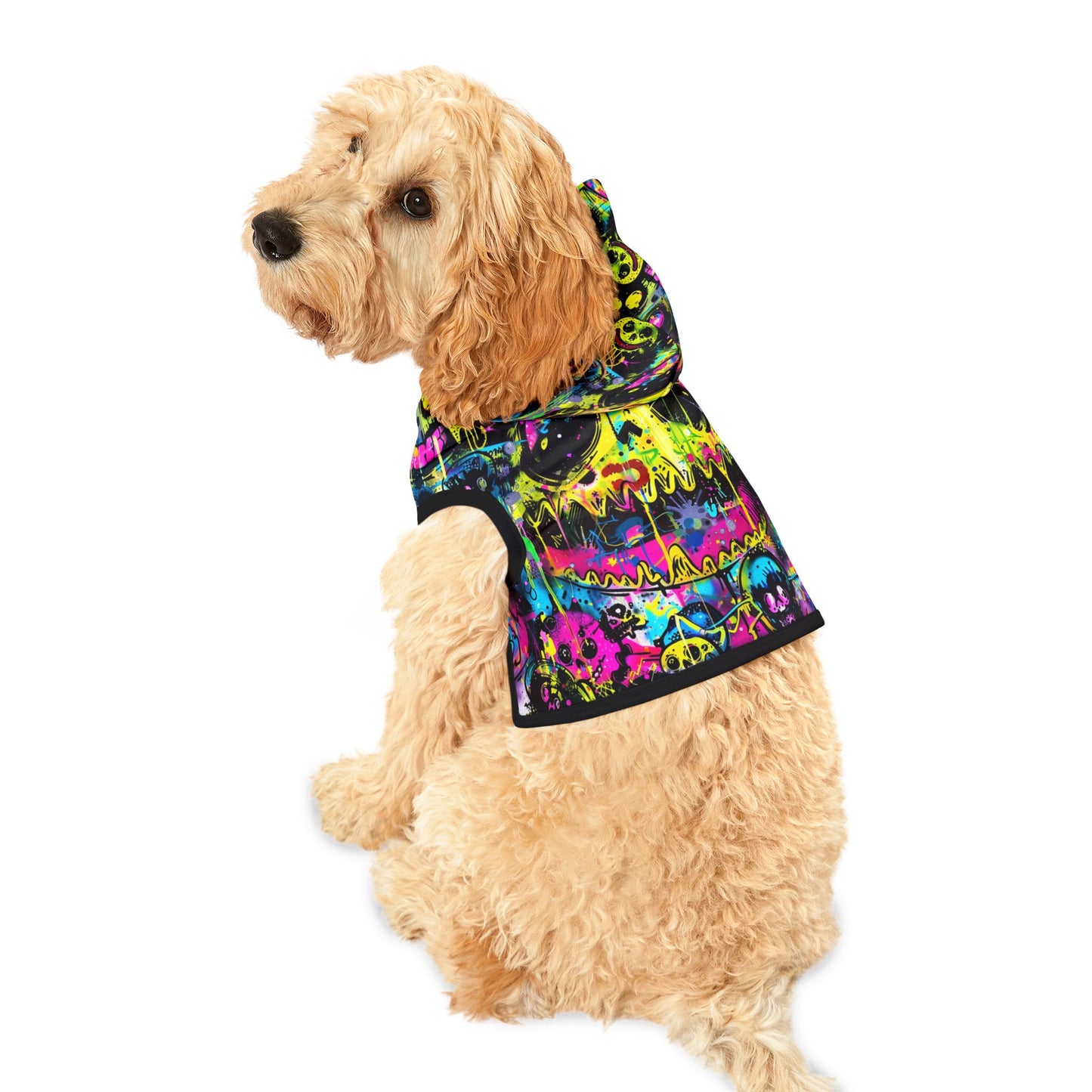 Neon Smiley Hoodie - Urban Graffiti EDM Pet Streetwear Apparel