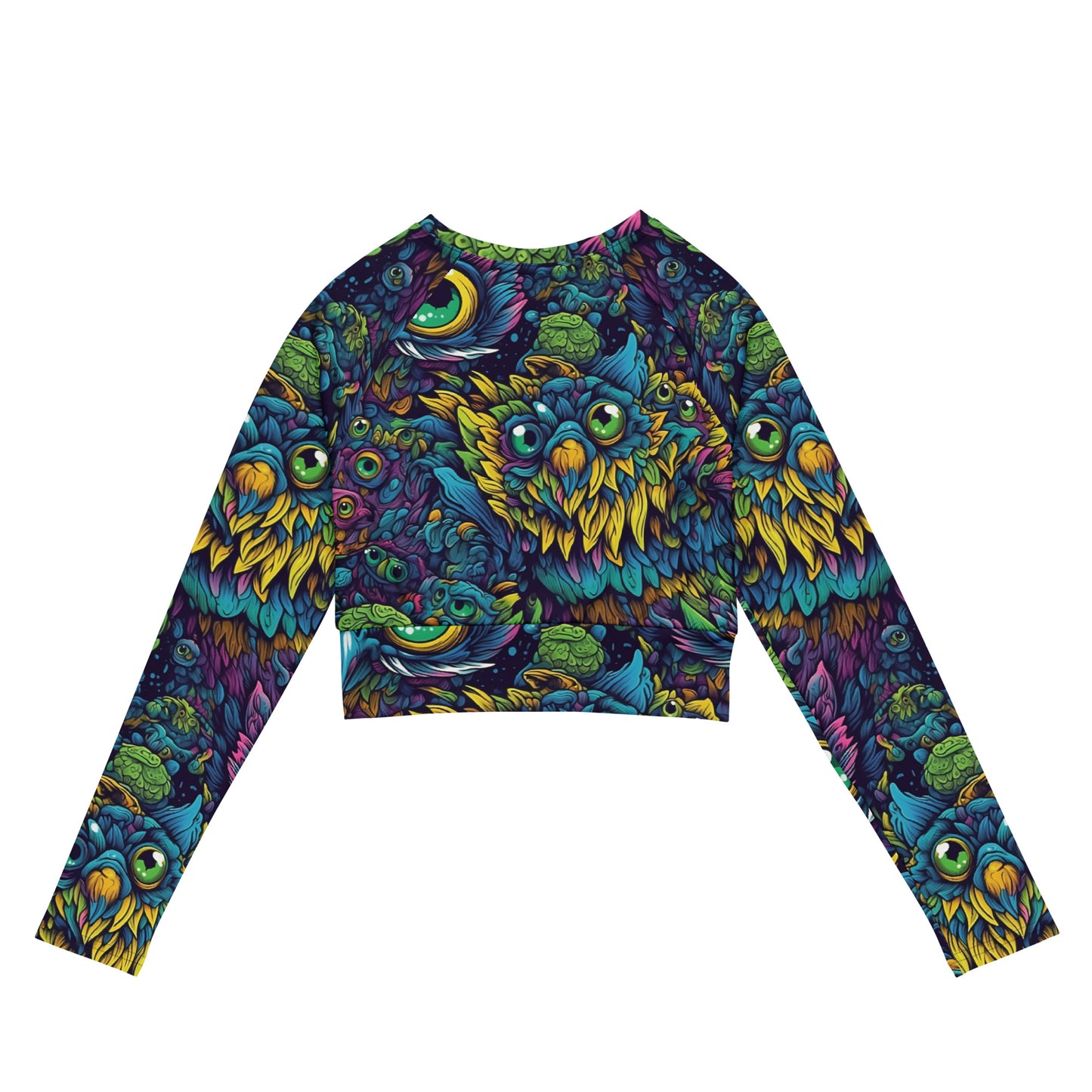 Trippy Owl Recycled long-sleeve crop top