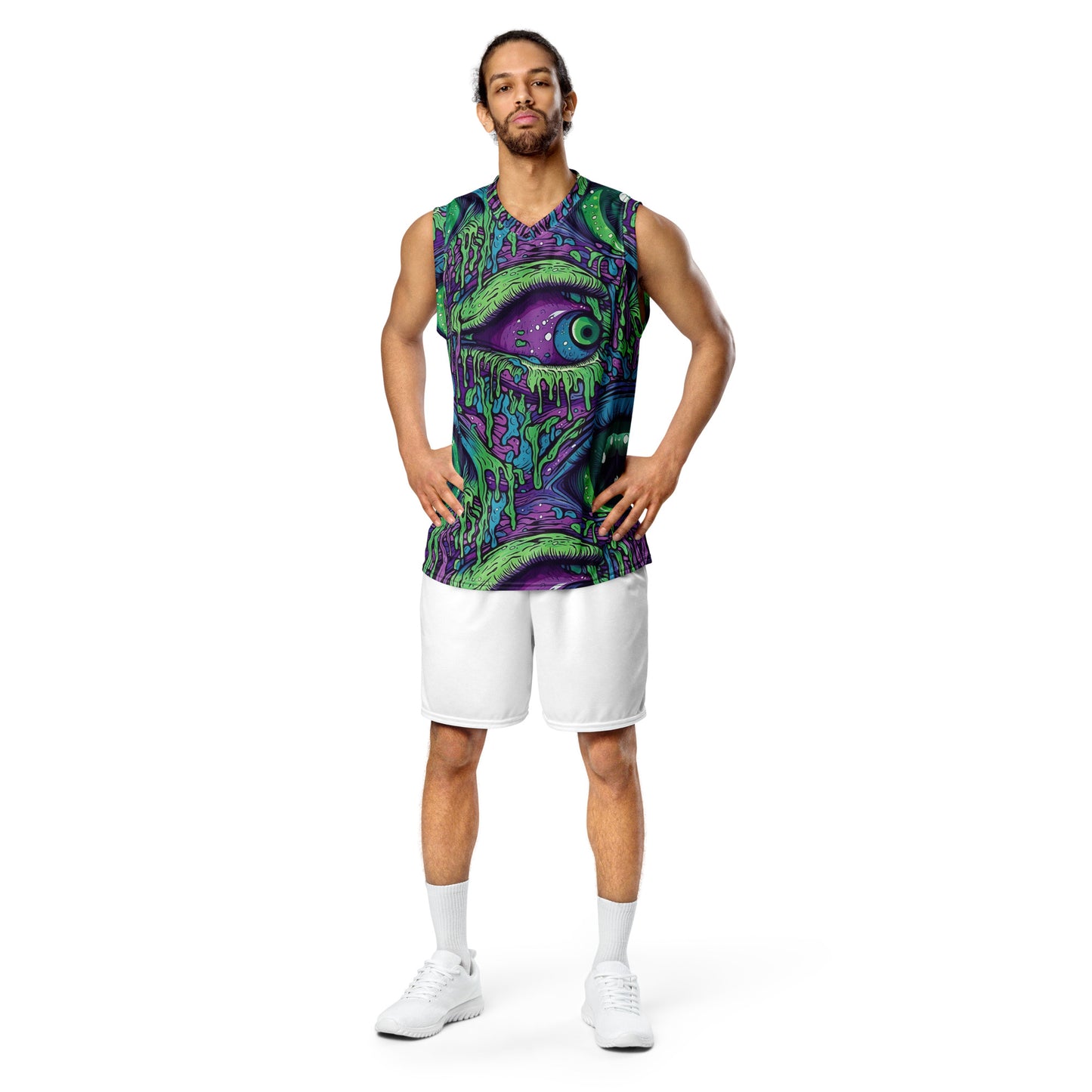 Trippy Third Eye Recycled unisex basketball jersey