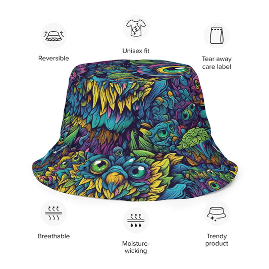 Trippy Owl Reversible Bucket Hat