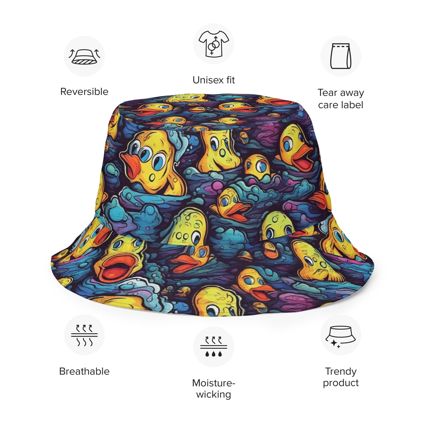Trippy Rubber Ducky Reversible bucket hat