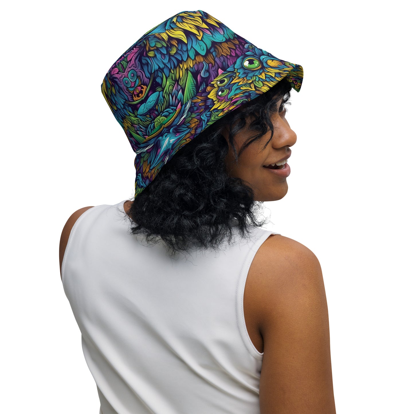 Trippy Owl Reversible Bucket Hat