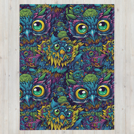Trippy Owl Throw Blanket