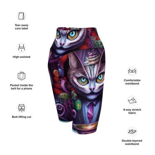 Cheshire Cat in Wonderland 1.0 Biker Shorts