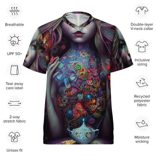 Alice in Wonderland Trippy 1.0 Recycled unisex sports jersey