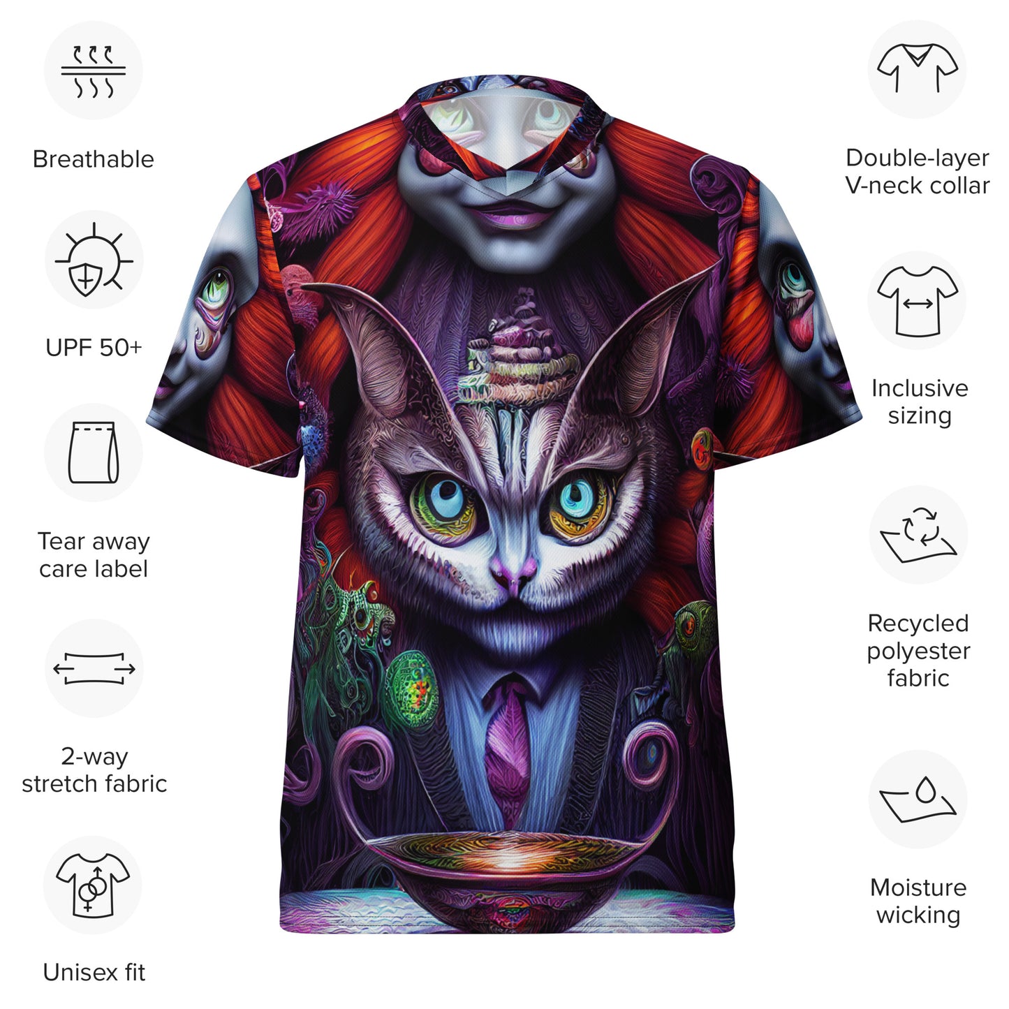 Cheshire Cat in Wonderland 1.0 Recycled unisex sports jersey