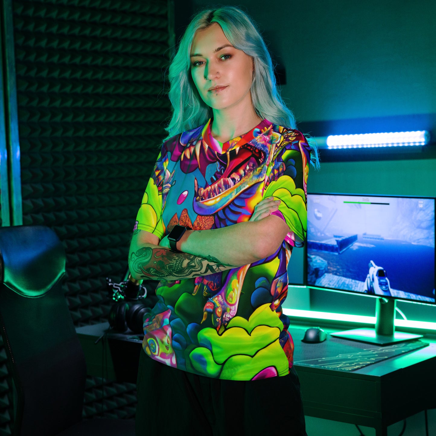 Dino Trip 1.0 Recycled unisex sports jersey