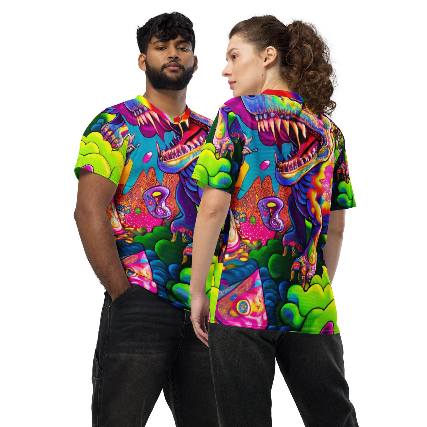 Dino Trip 1.0 Recycled unisex sports jersey