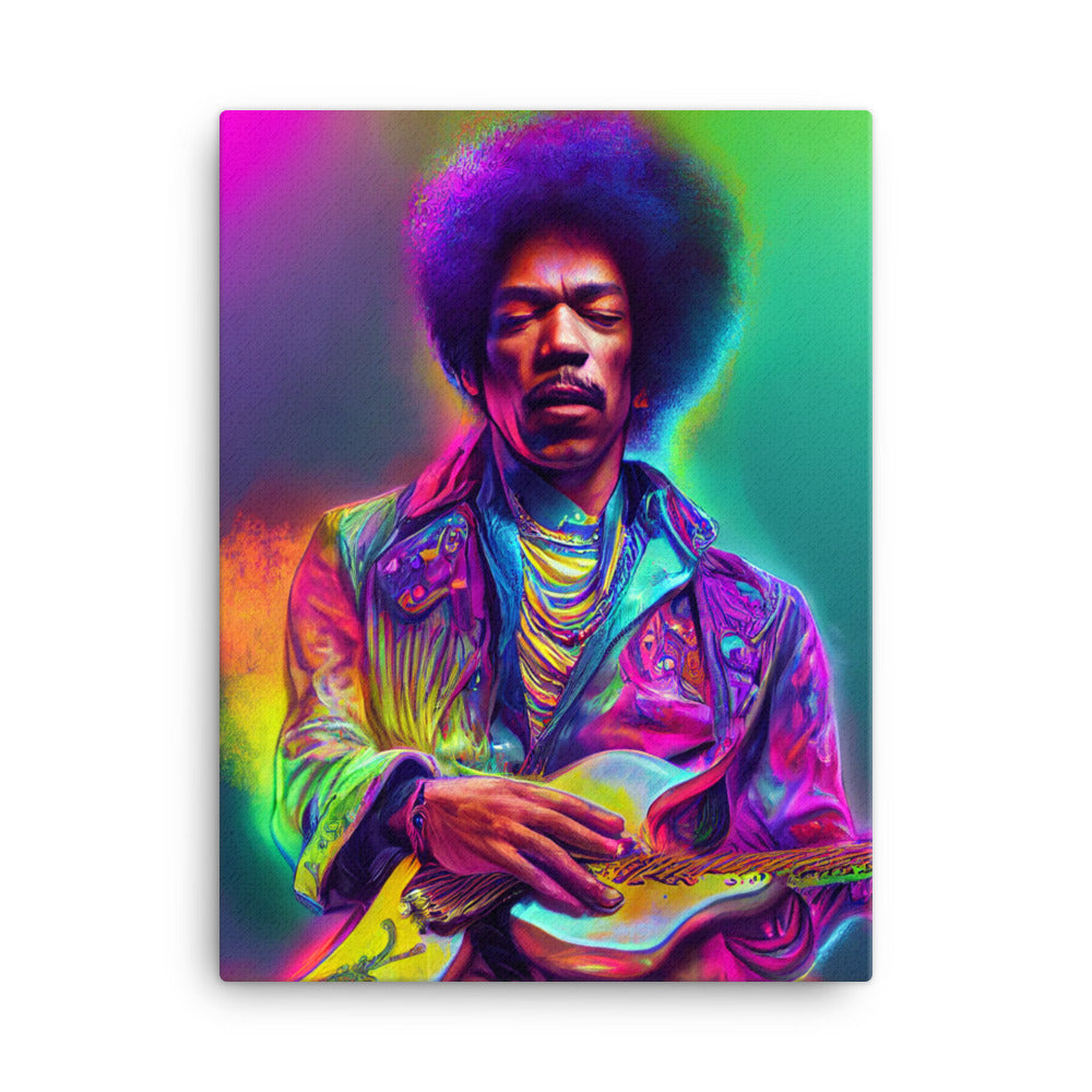 Jimi Hendrix Neon 1.0 Canvas Wall Art