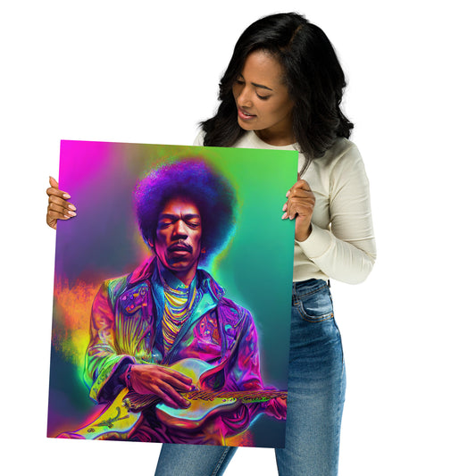 Jimi Hendrix neon 1.0 Metal print