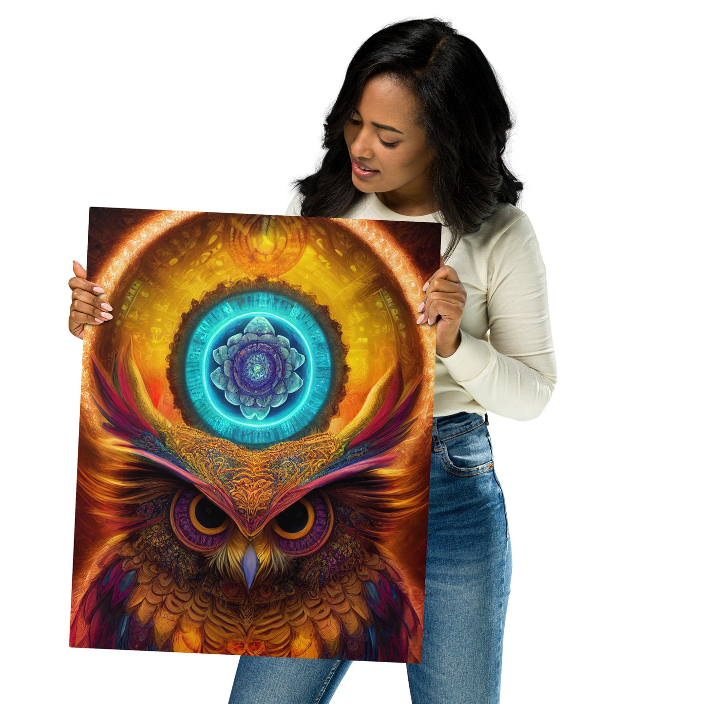 Mandala Owl 1.0 Metal Print Wall Art