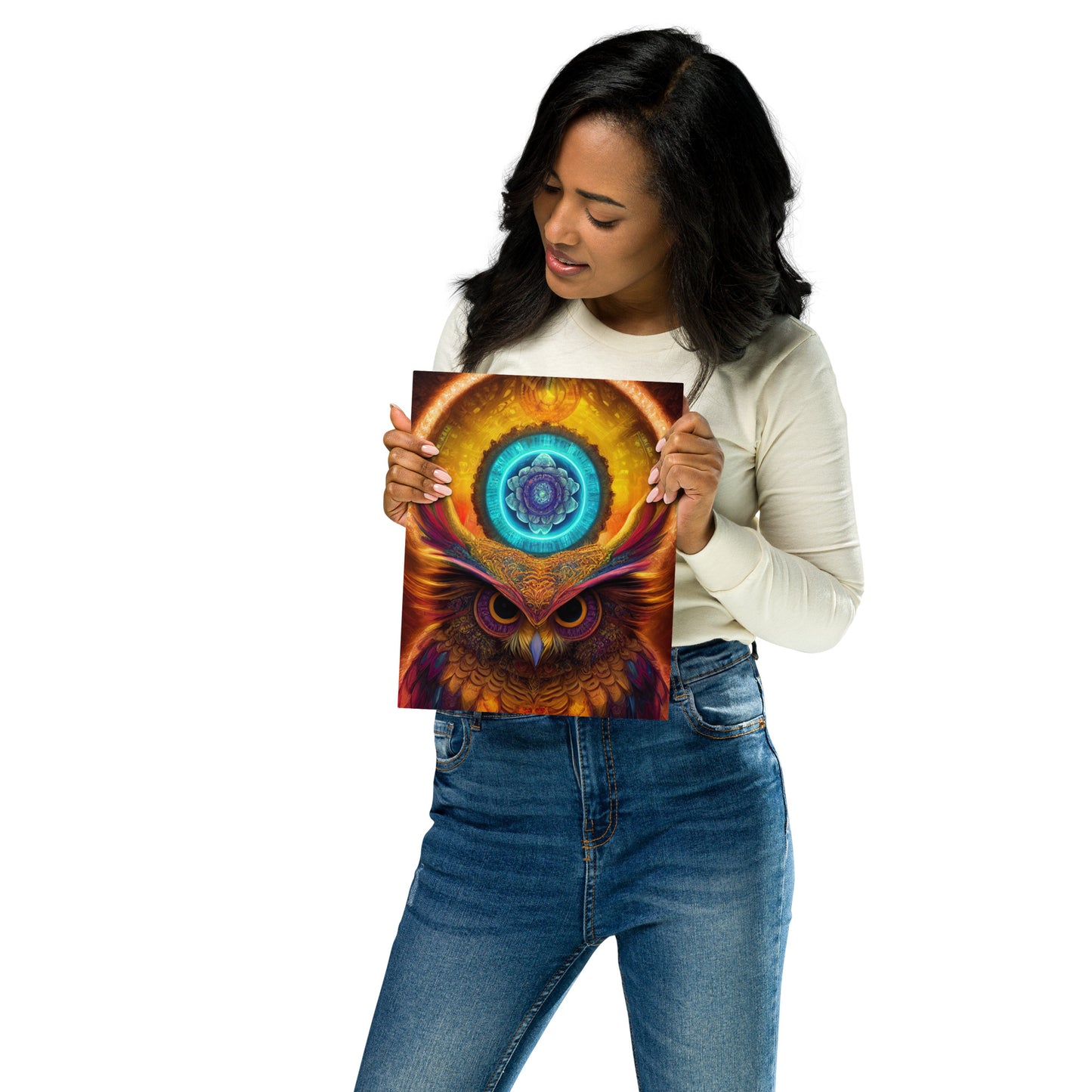 Mandala Owl 1.0 Metal Print Wall Art