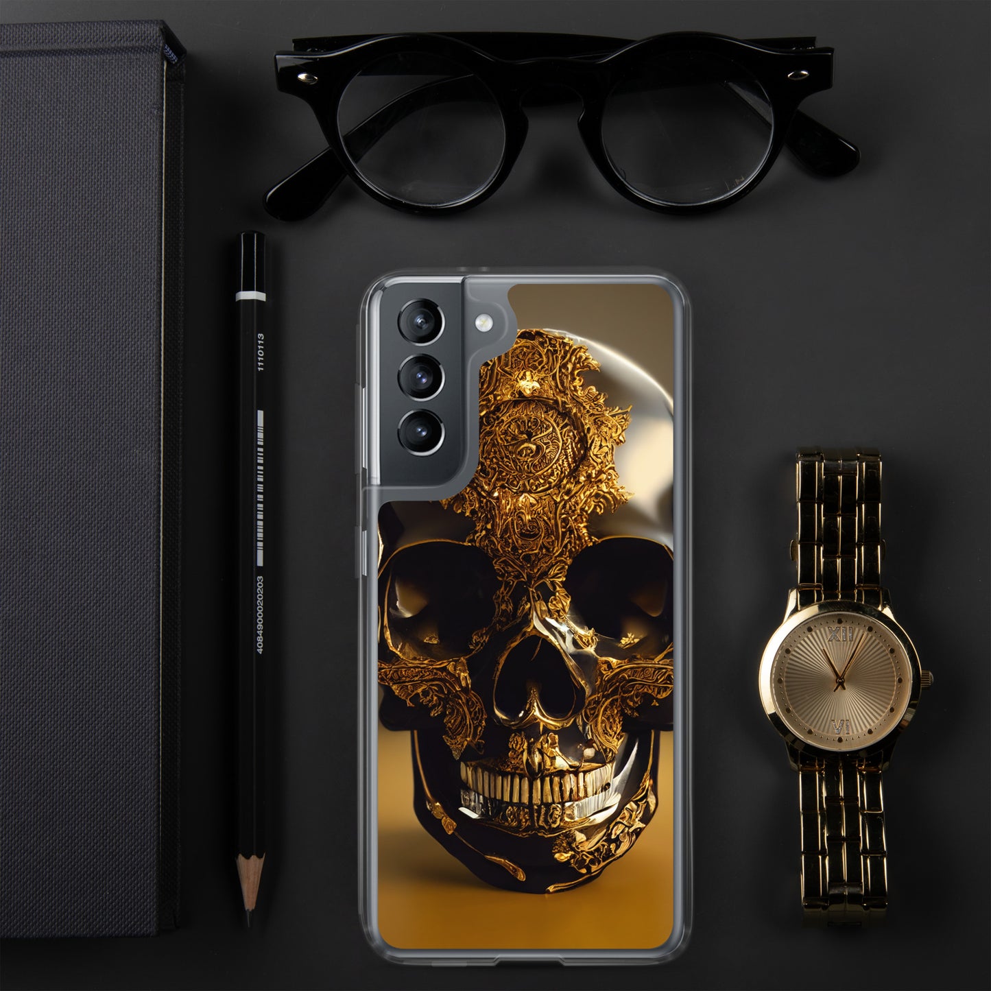 Obsidian Skull Gilded in Gold 1.0 Samsung Case